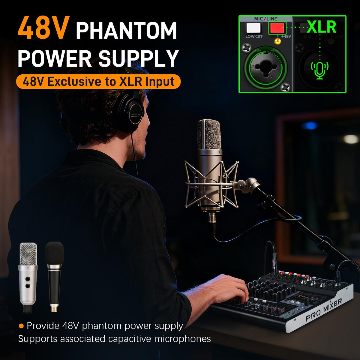 6 Channel Bluetooth Audio Mixer with 2 XLR Inputs T3453