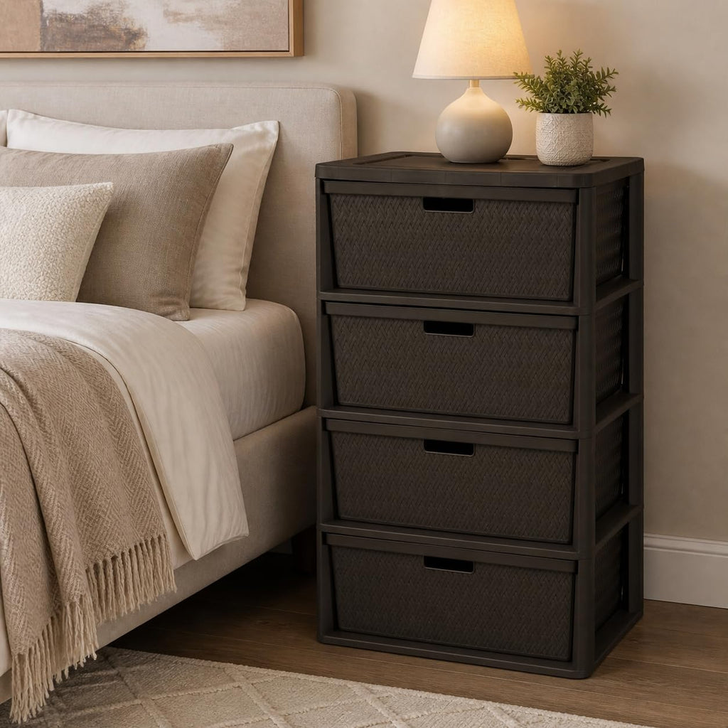 Brown 4 Drawer Plastic Storage Drawers R755884