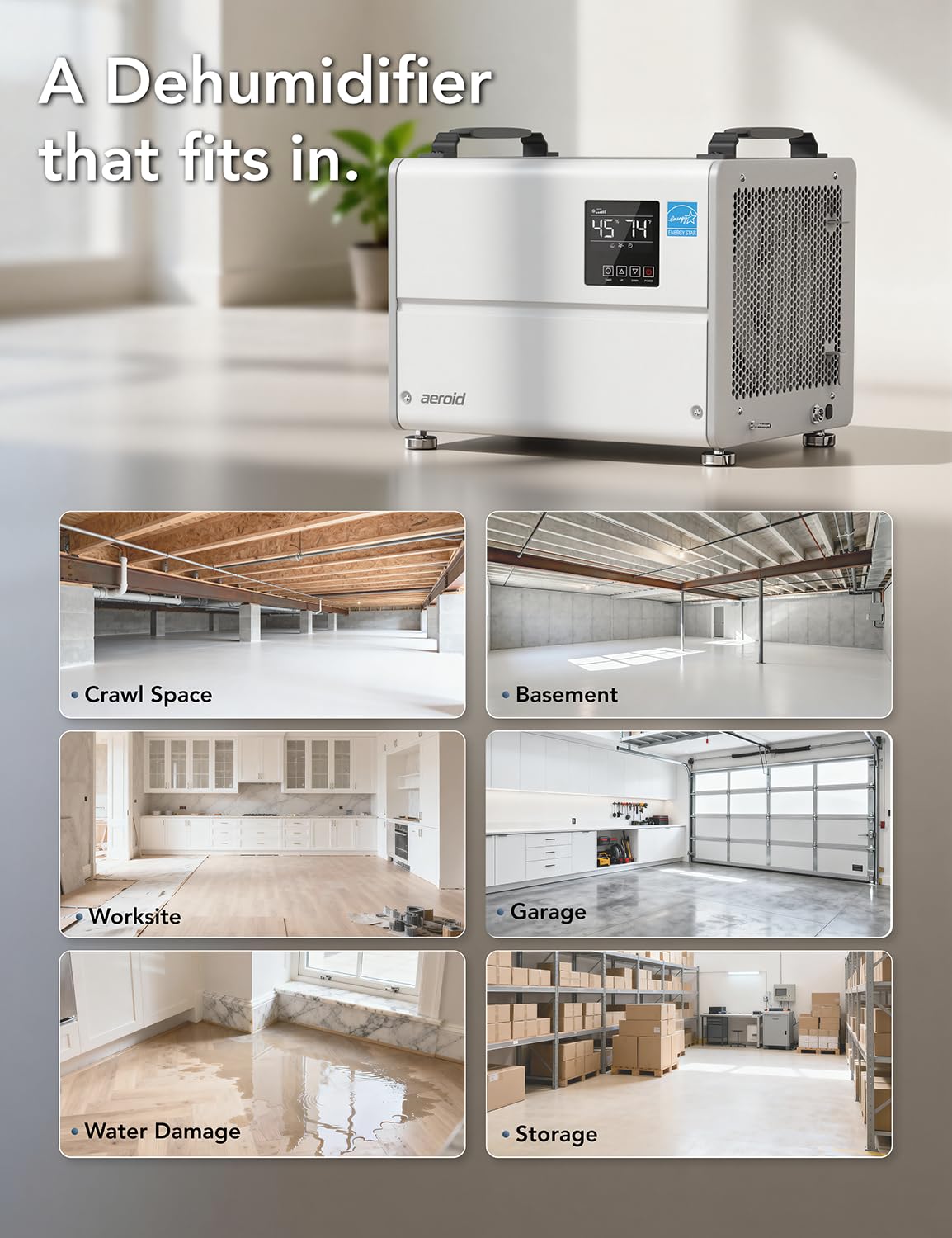 70 Pints Commercial Dehumidifier with Pump and Drain U68223