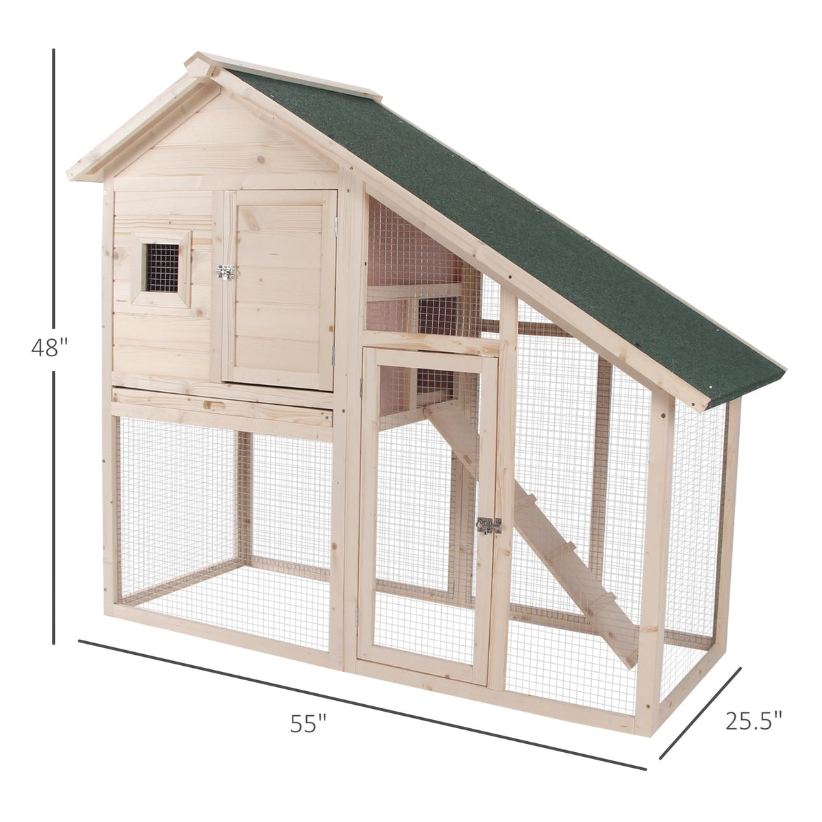 55" 2-Tier Wooden Rabbit Hutch with Ramp W966