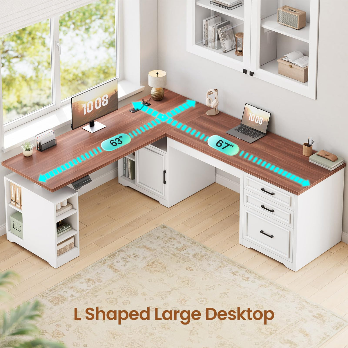 L Shaped Standing Desk with Storage Z1247