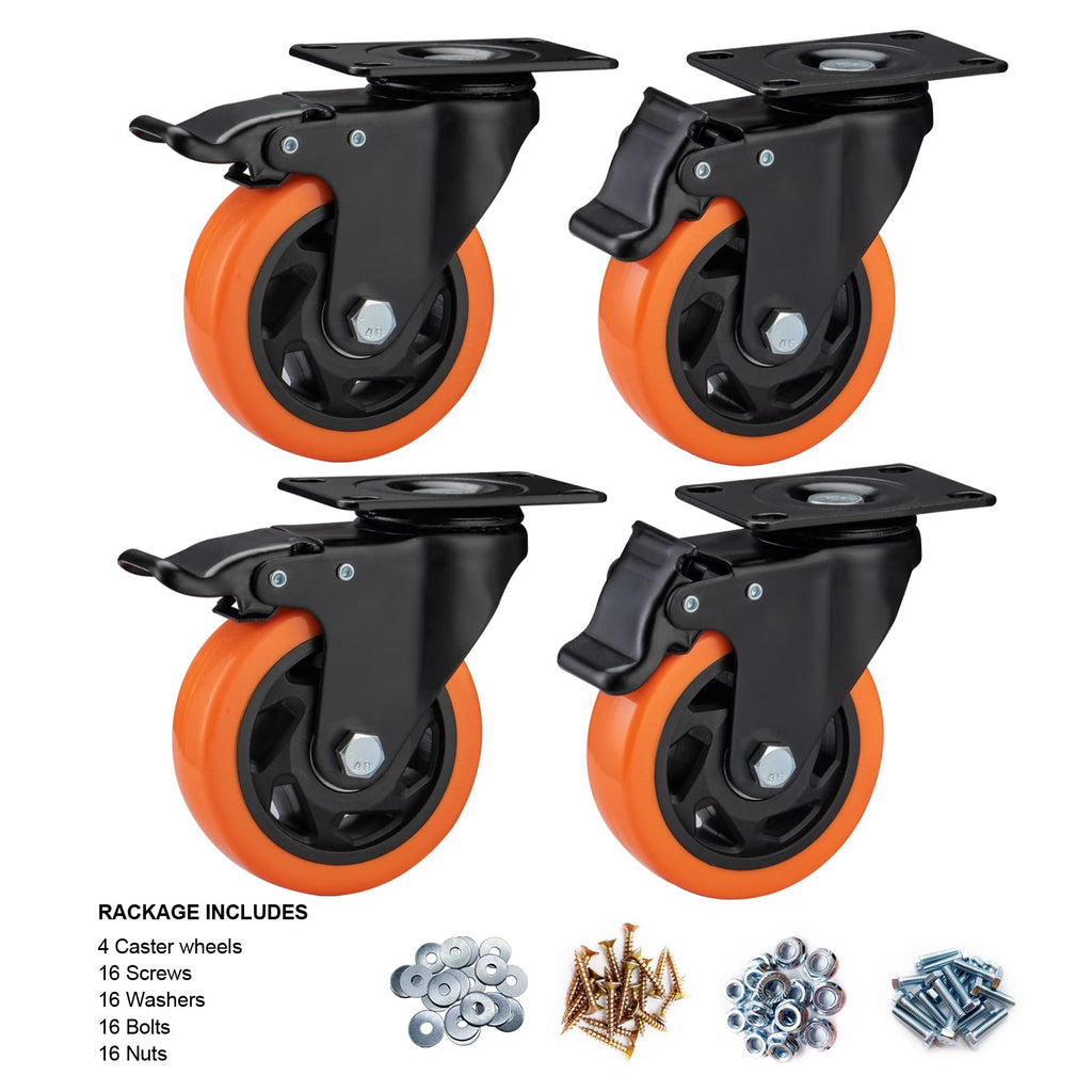 4" Heavy Duty Caster Wheels Set of 4 T9738