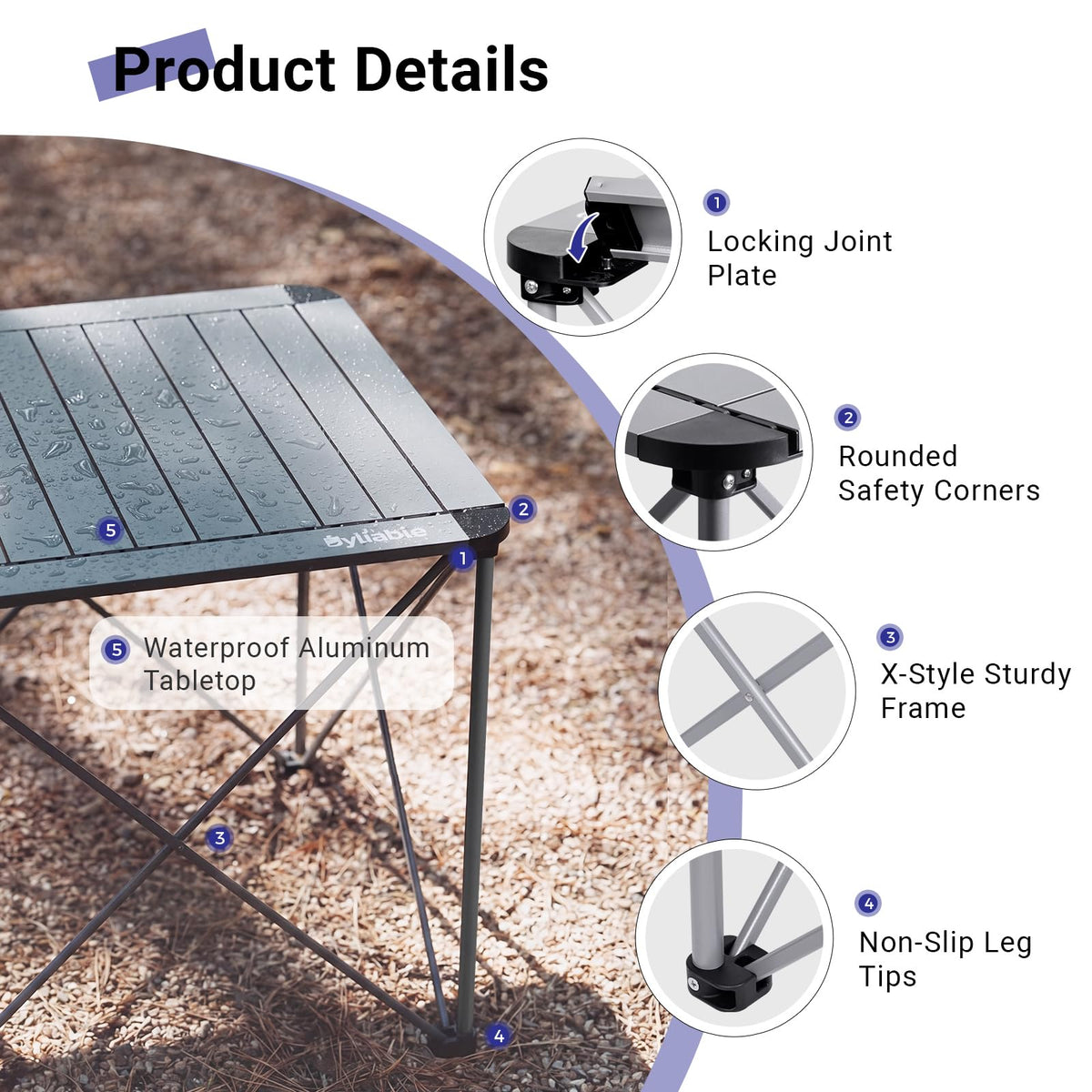 Camping Square Folding Aluminum Table A5141