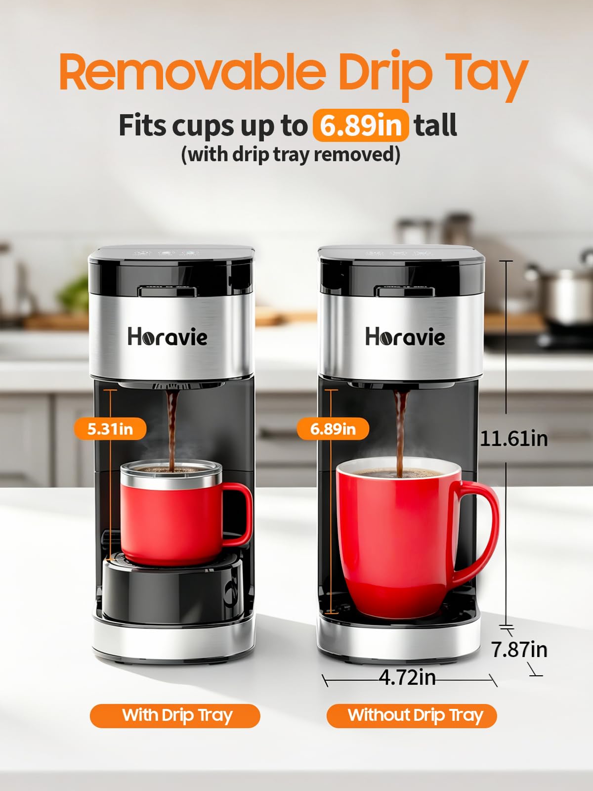 Single Serve Coffee Maker, 6 to 14 Oz, Black Y482