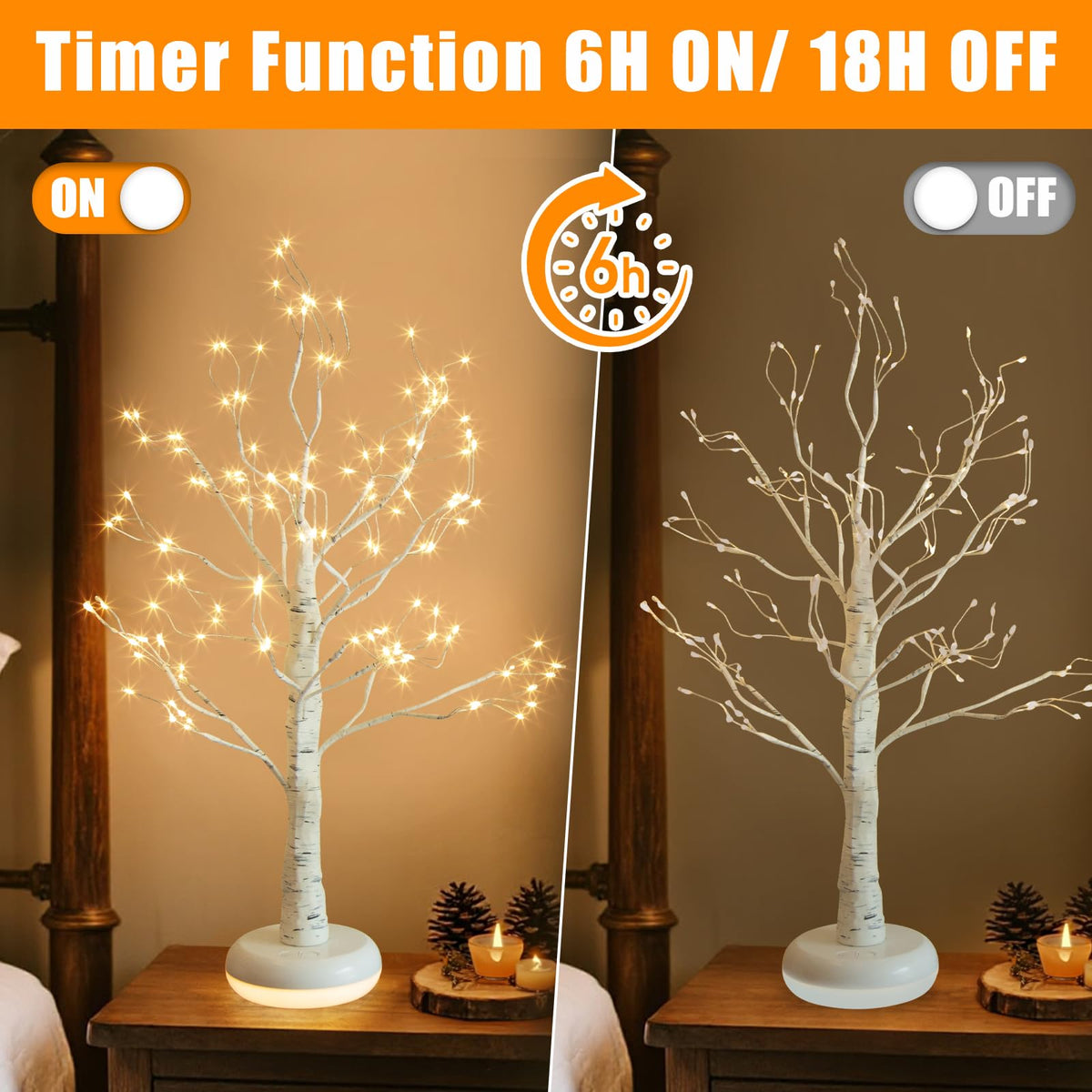 Birch Tree with Lights L46912