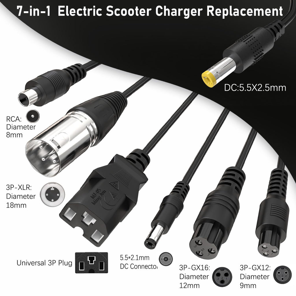 42V 2A Electric Scooter Charger with 7 Plugs A5922