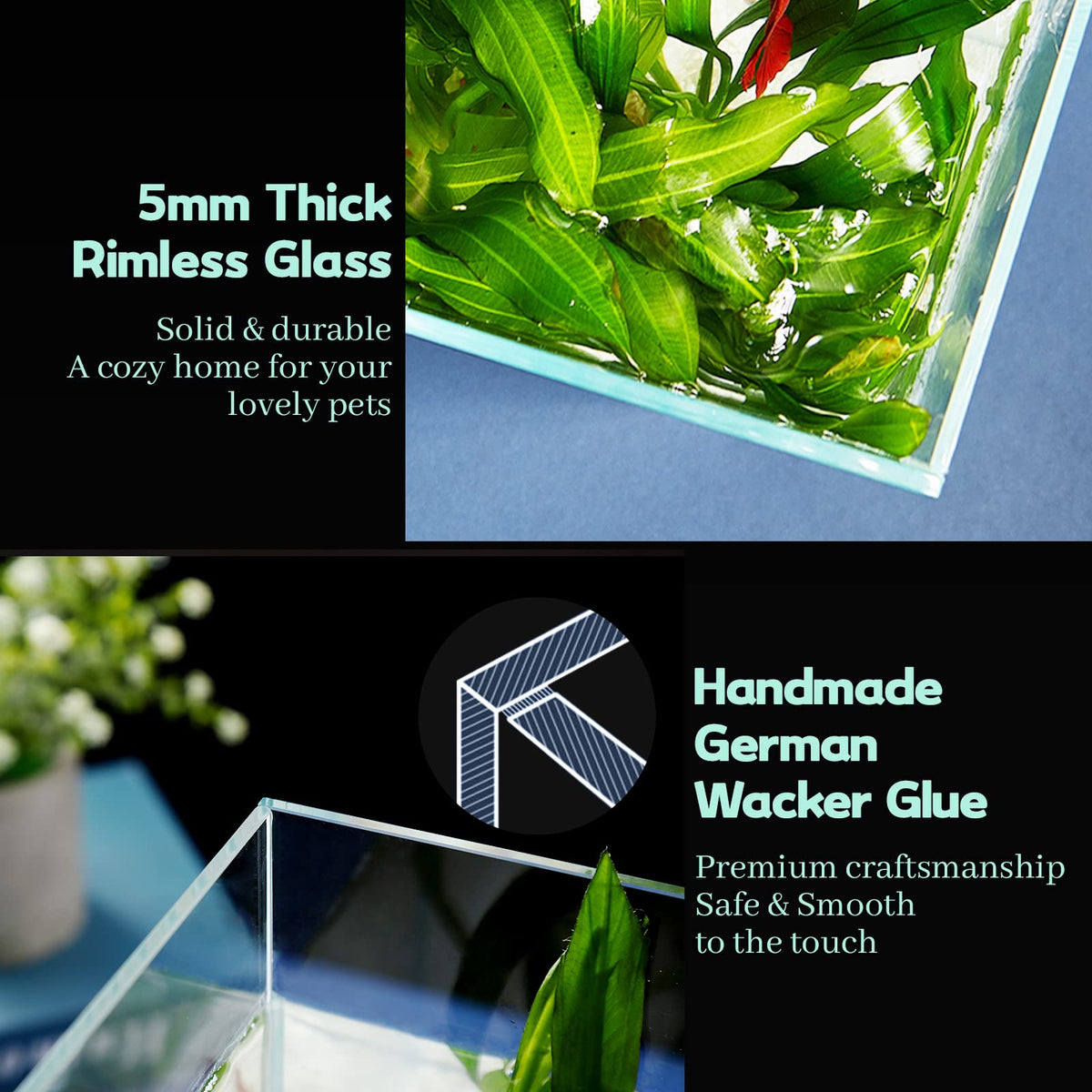 10 Gallon Ultra Clear Rimless Low Iron Glass Fish Tank N97938