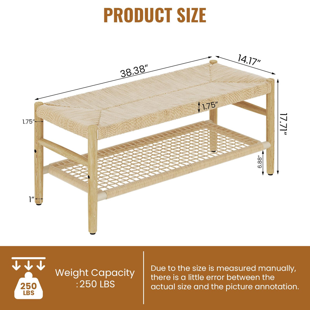 Indoor Entryway Bench with Storage Rack and Rubber Wood Legs J420500