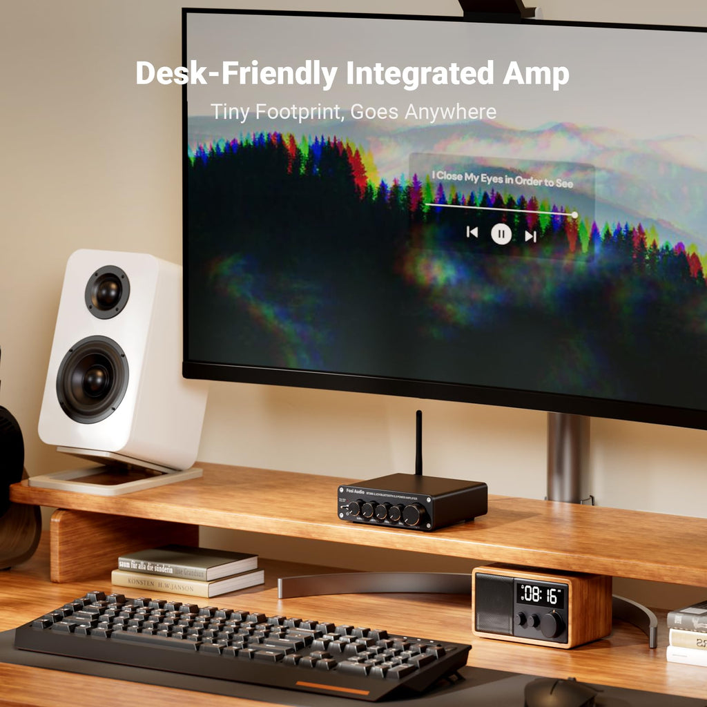 Bluetooth 5.0 Stereo Audio Receiver Amplifier 2.1 Channel Mini Hi-Fi Class D Integrated Amp C59551