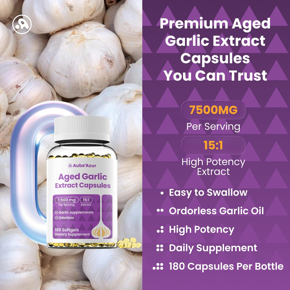 Aged Garlic Extract Capsules 7500mg 180 Softgels L34052