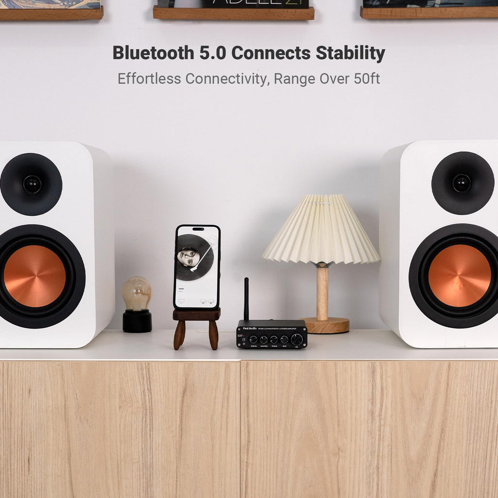 Bluetooth 5.0 Stereo Audio Receiver Amplifier 2.1 Channel Mini Hi-Fi Class D Integrated Amp C59551