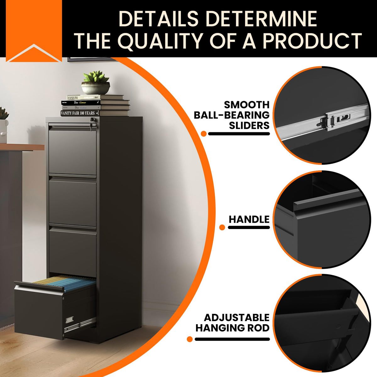 4 Drawer File Cabinet with Lock K595