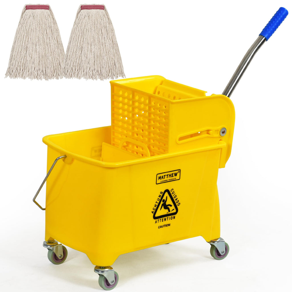 22 Quart Compact Mop Bucket with Side Press Wringer On Wheels U493106
