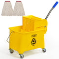 22 Quart Compact Mop Bucket with Side Press Wringer On Wheels U493106