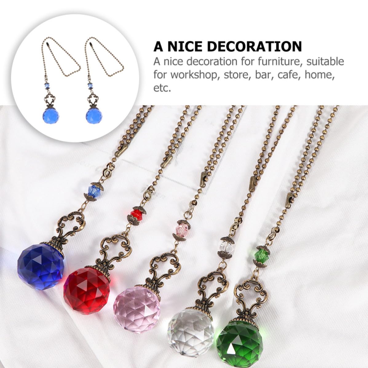 2pcs Crystal Ball Pull Chain Light Accessory I981291