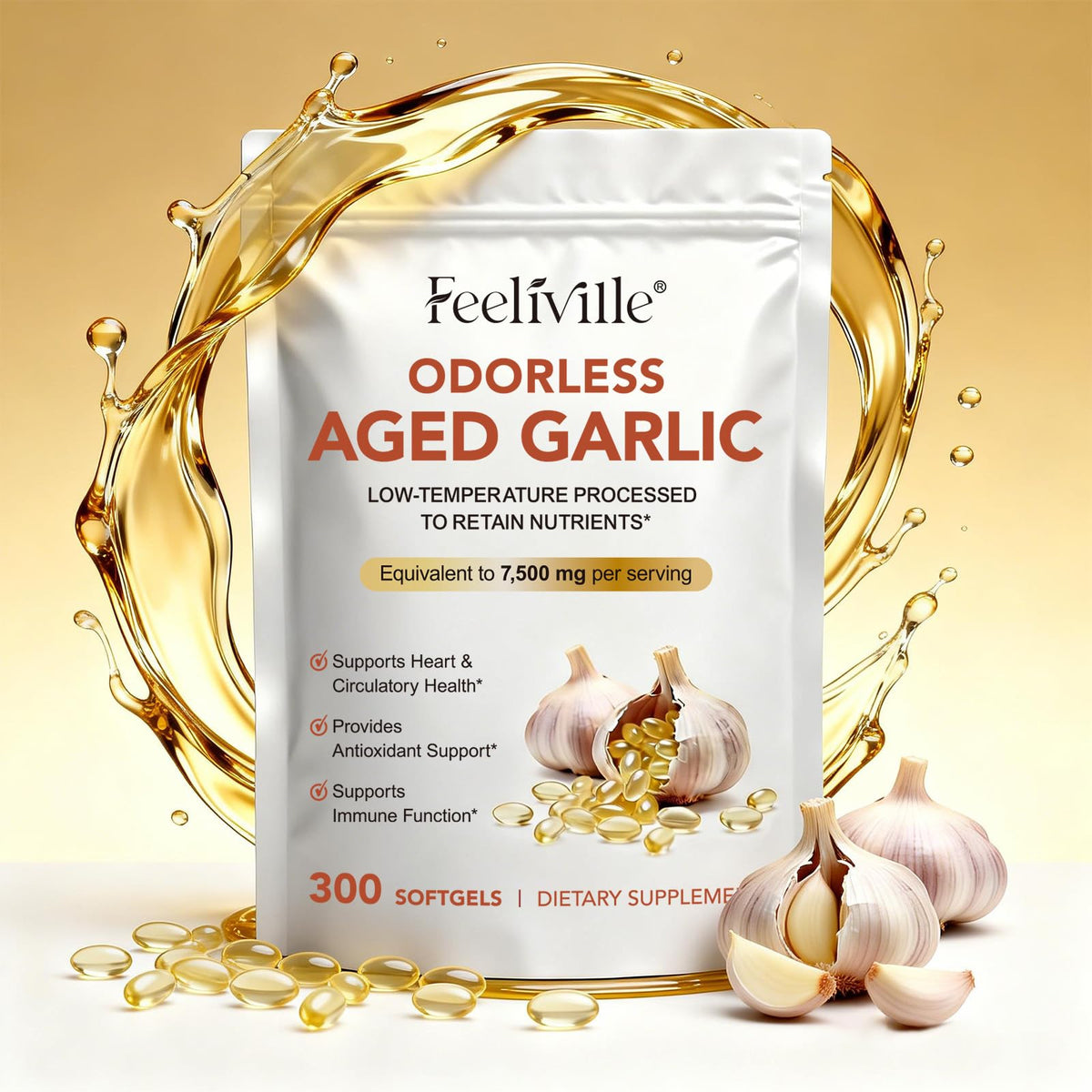 7500mg Odorless Garlic Capsules 300 Softgels P24646