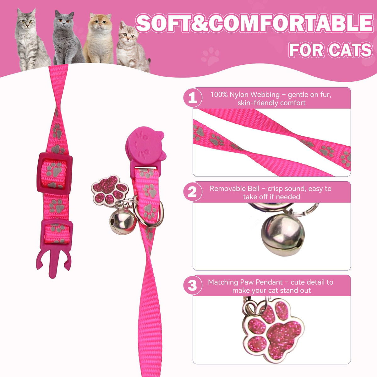 Breakaway Cat Collars with Bells 4PCS O772