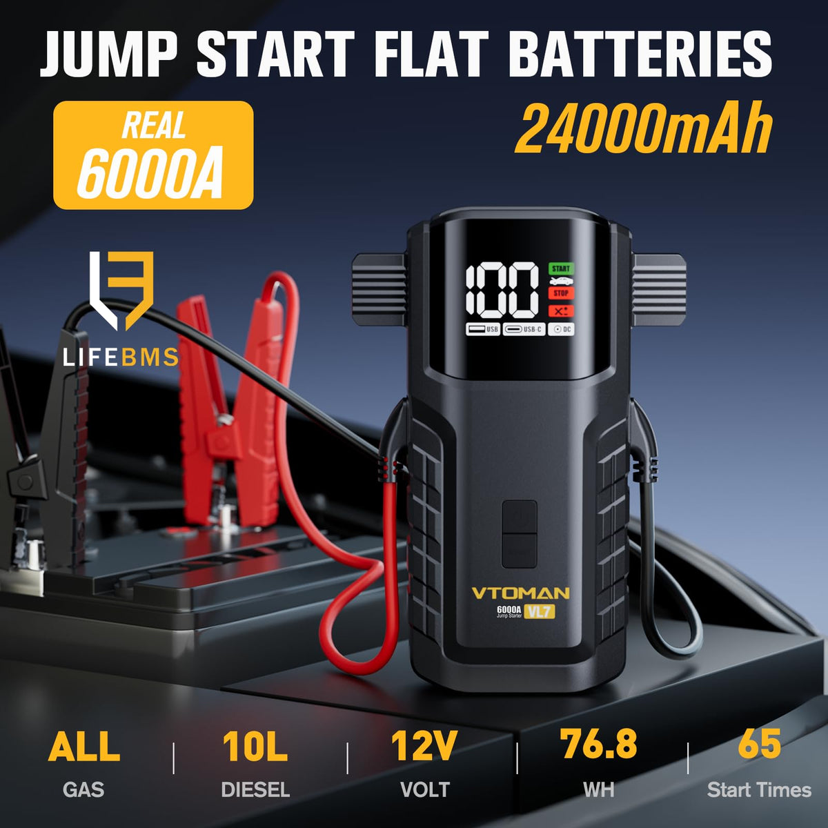 6000A LiFePO4 Portable Jump Starter V28469