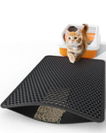 Double-Layer Urine-Proof Black Cat Litter Mat U64786