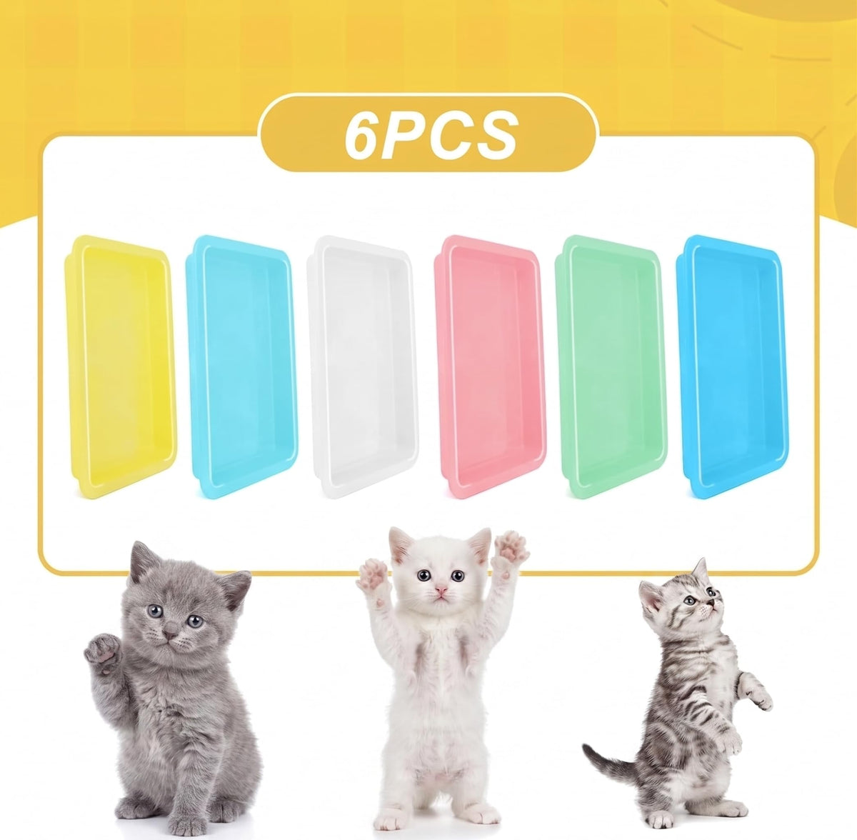 6 Pcs Low Entry Portable Litter Box with Scooper H429191