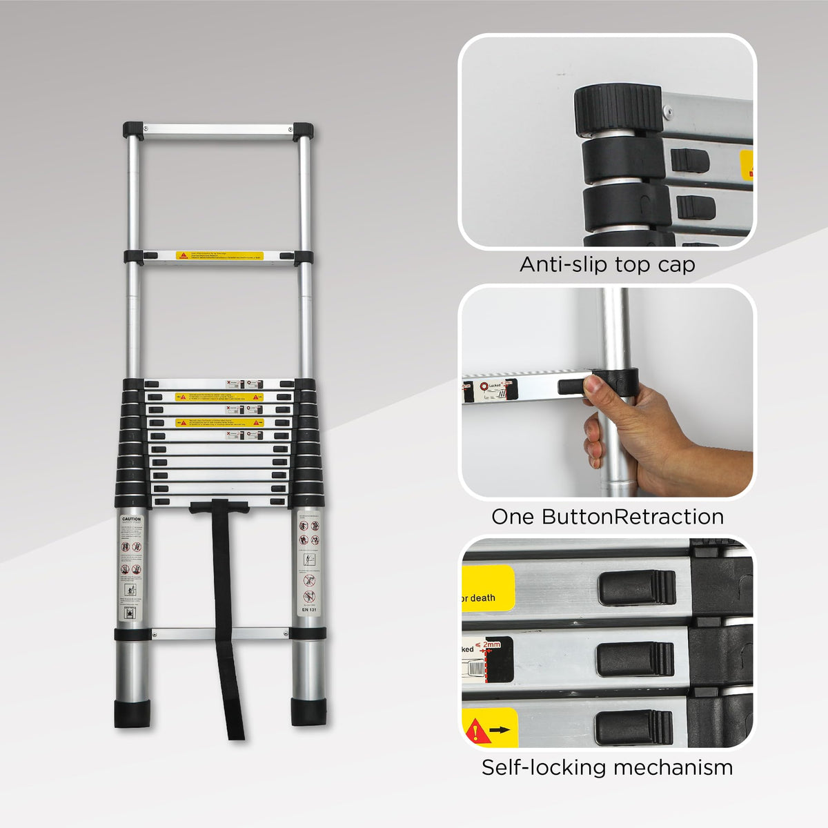 16.5FT Aluminum Telescopic Ladder 300lb Capacity S9224