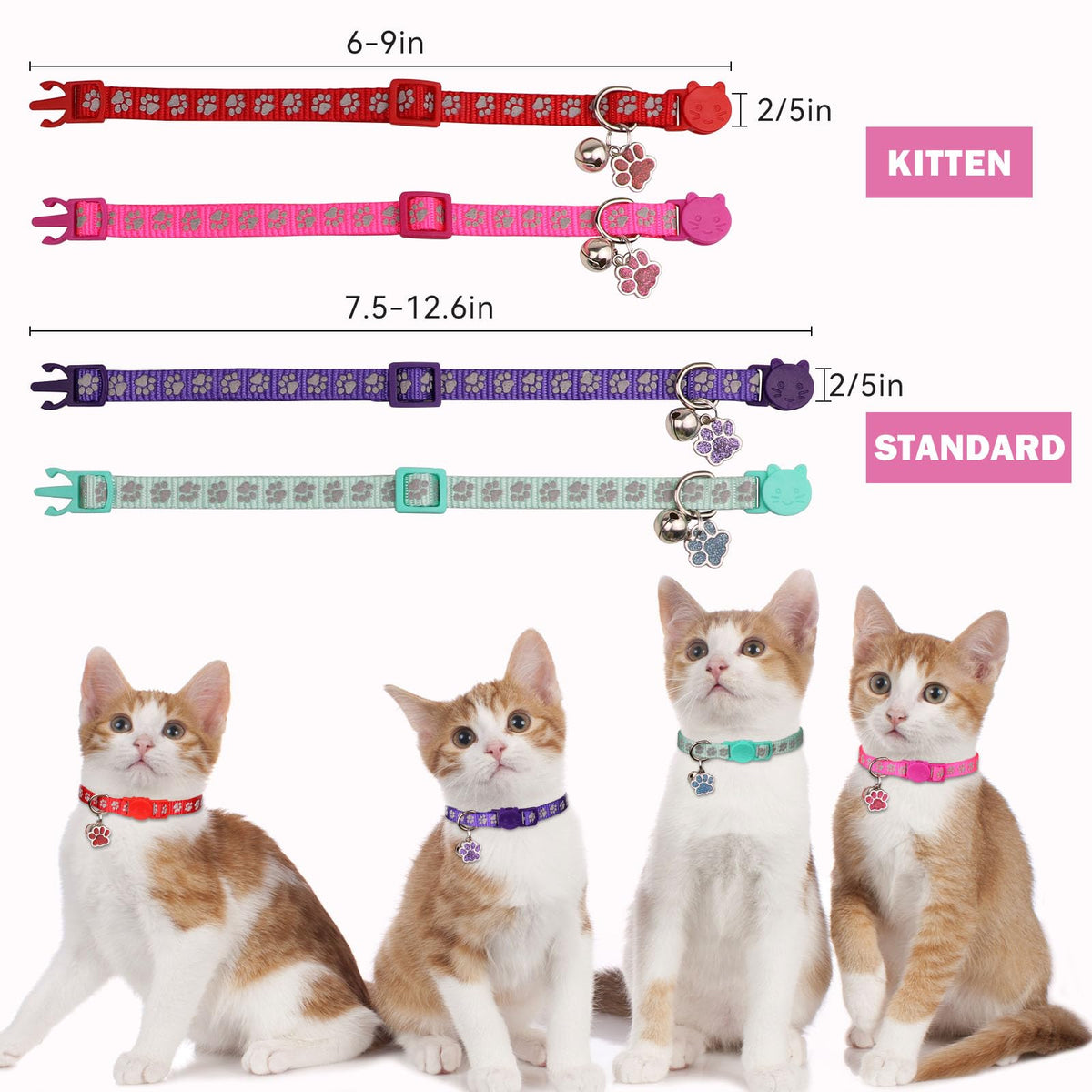 Breakaway Cat Collars with Bells 4PCS O772