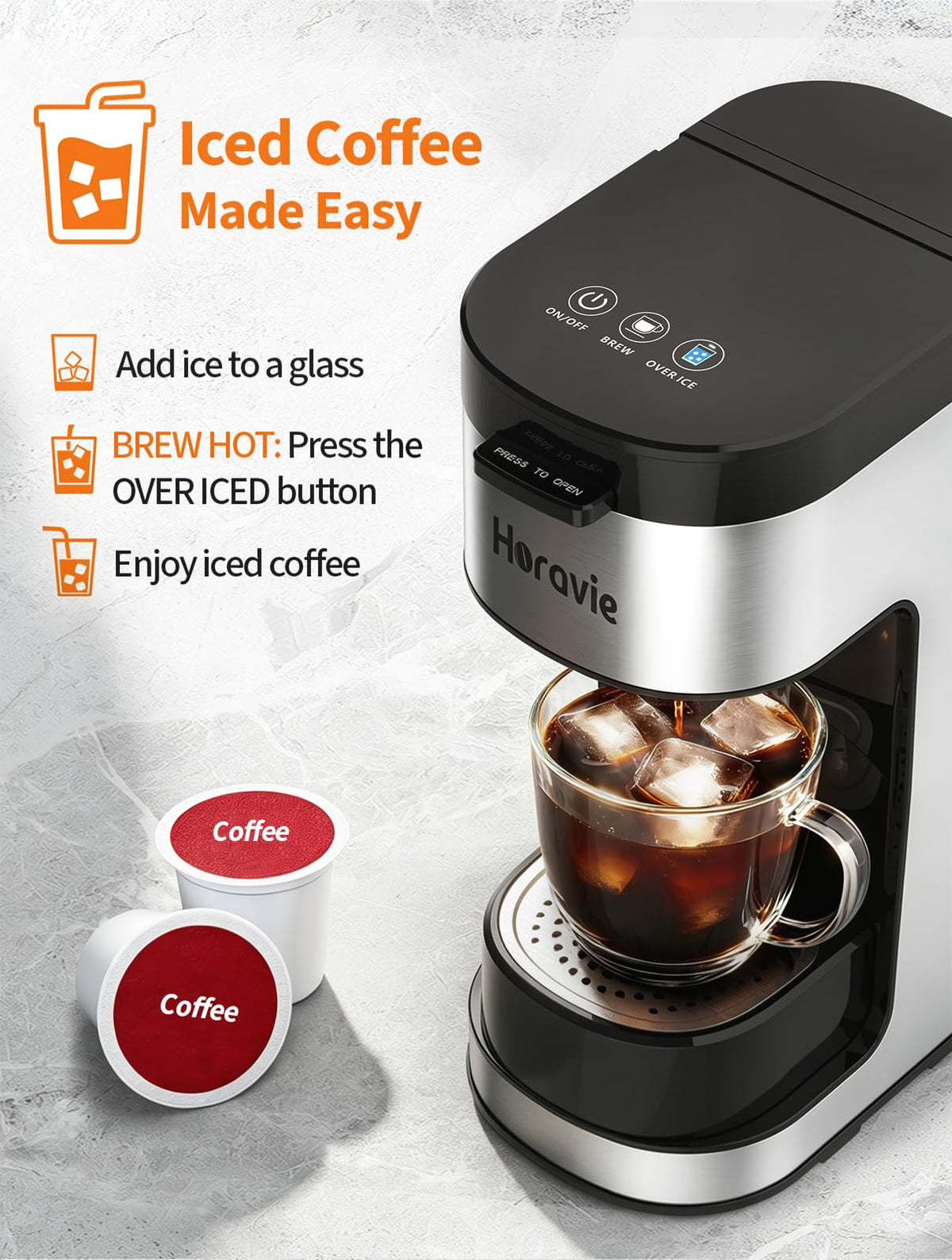 Single Serve Coffee Maker, 6 to 14 Oz, Black Y482