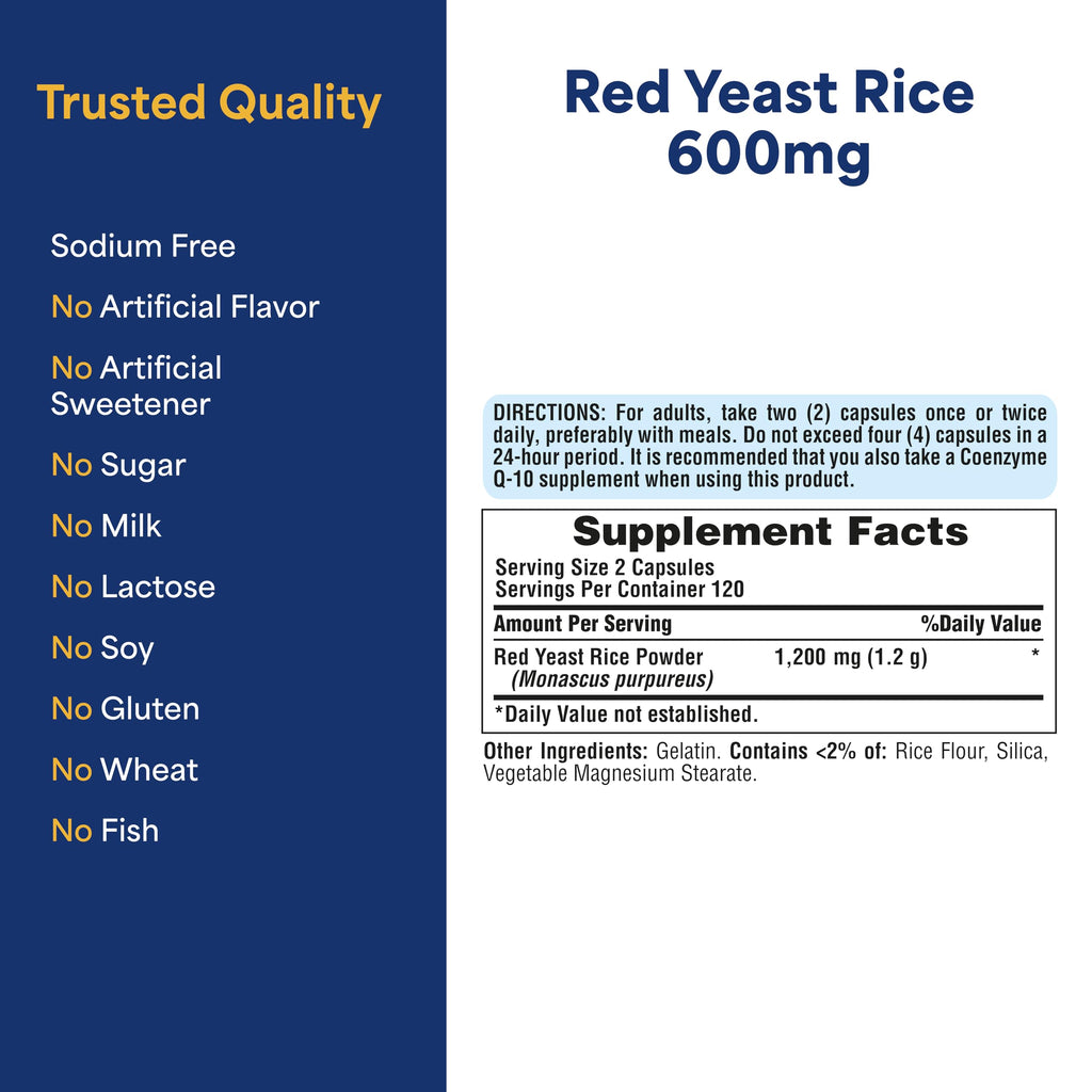 Red Yeast Rice 600mg 240 Capsules D9575