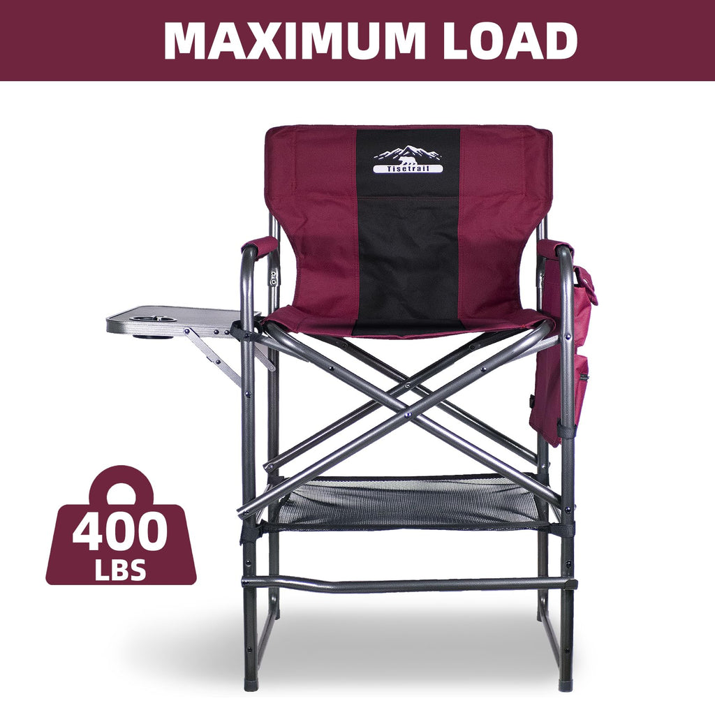 Wine Red Black Bar Height Folding Chair with Side Table D5056