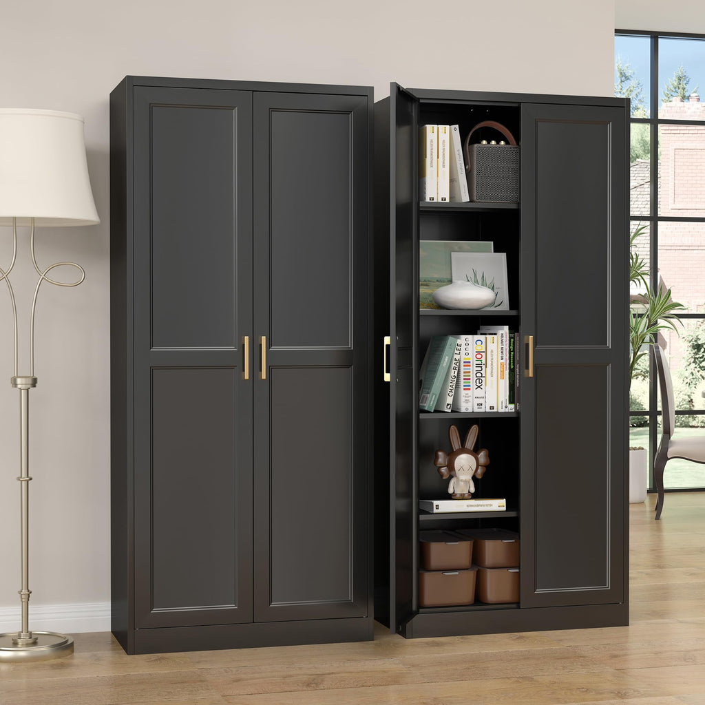 71" Metal Pantry Storage Cabinet with Doors & 4 Adjustable Shelves D930