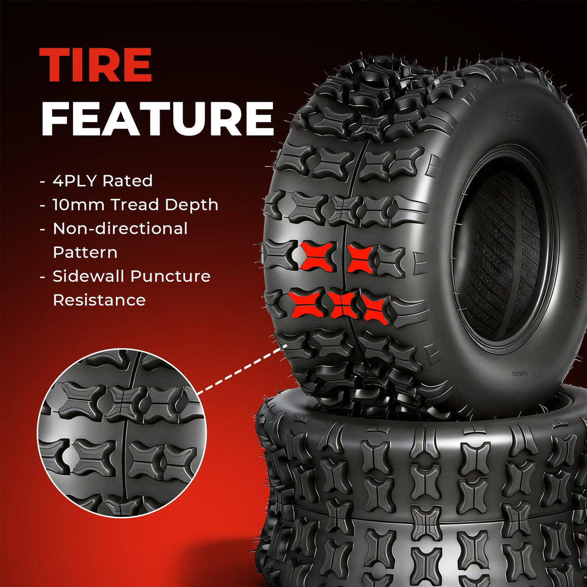 Set of 2 18x9.5-8 Tubeless All-Terrain Tires L305717