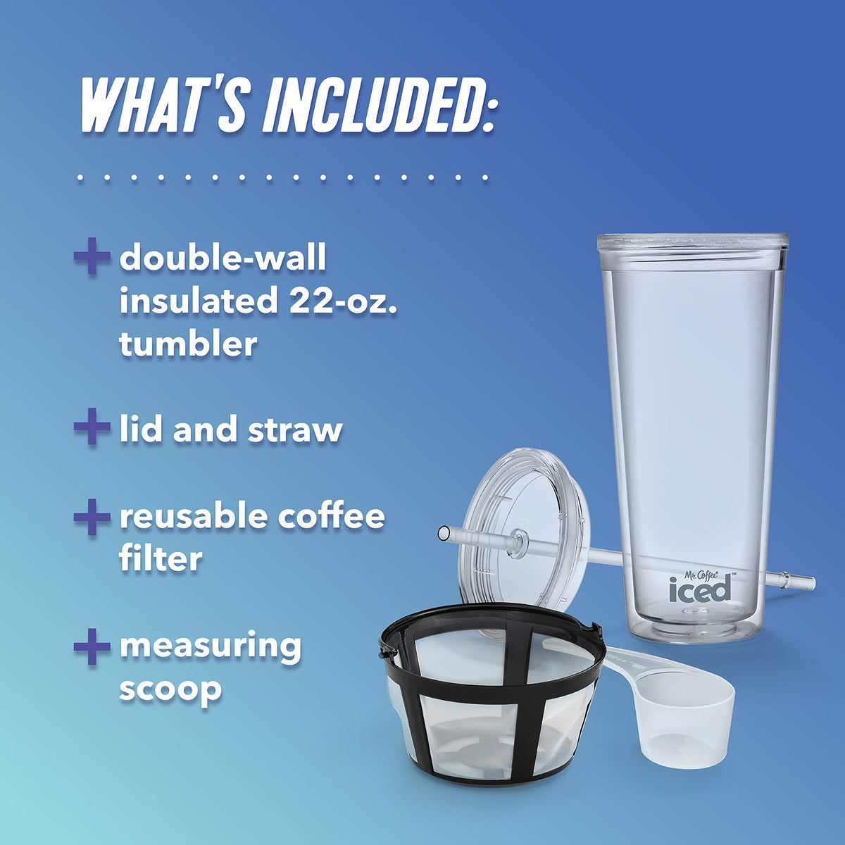 Single Serve Iced Coffee Maker with 22-Ounce Tumbler and Reusable Filter Q673384