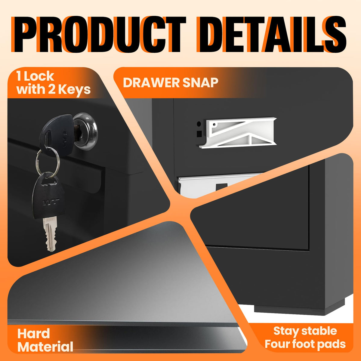 4 Drawer File Cabinet with Lock K595