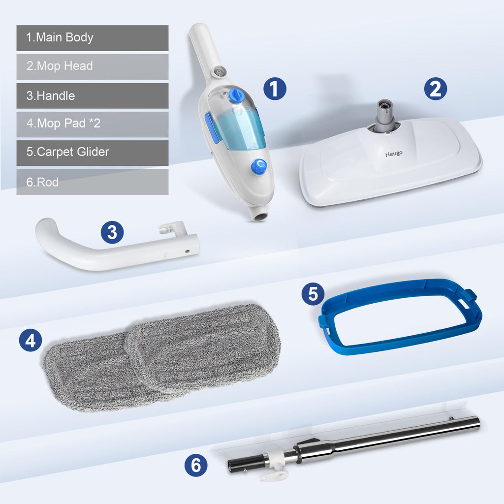 Lightweight Steam Mop with Adjustable Steam Modes, 23ft Cord, 2 Washable Pads V529