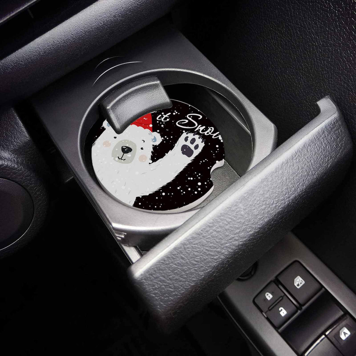 Black Ceramic Car Coasters 6 Piece Set S335338