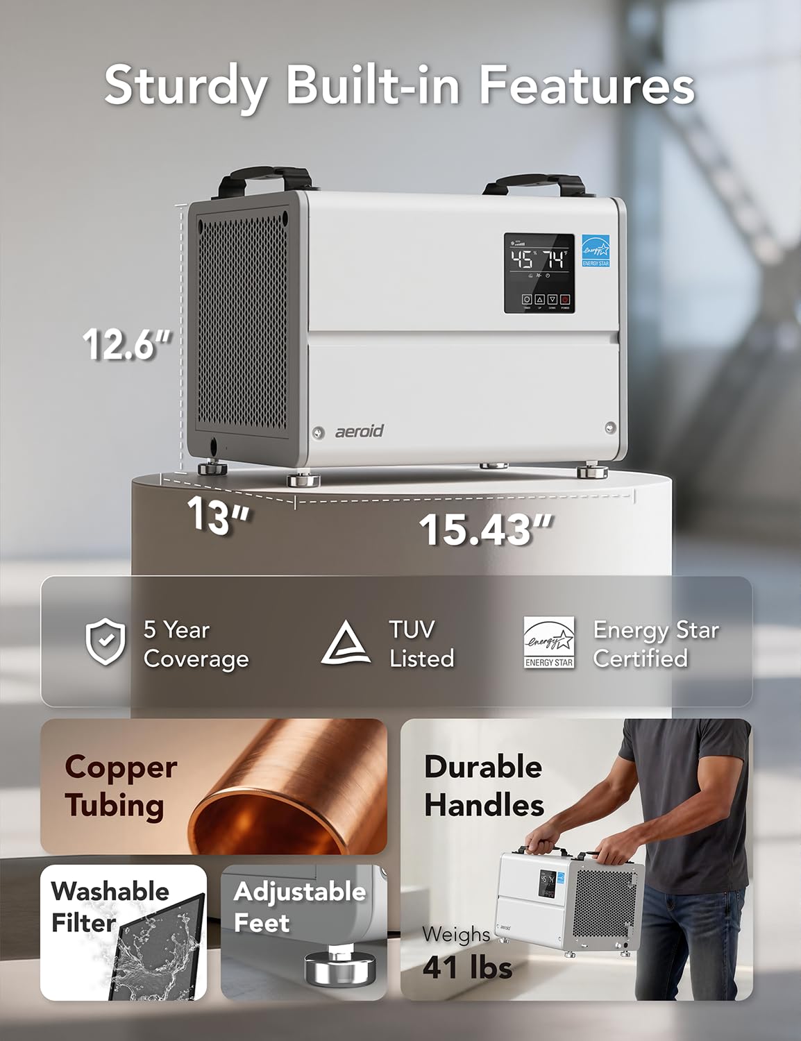 70 Pints Commercial Dehumidifier with Pump and Drain U68223
