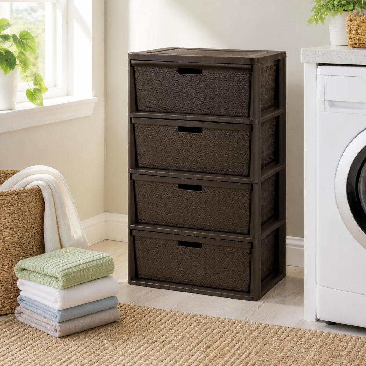Brown 4 Drawer Plastic Storage Drawers R755884