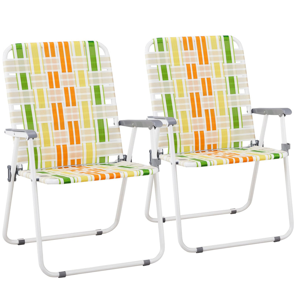 Set of 2 Yellow & Green Folding Patio Chairs K632