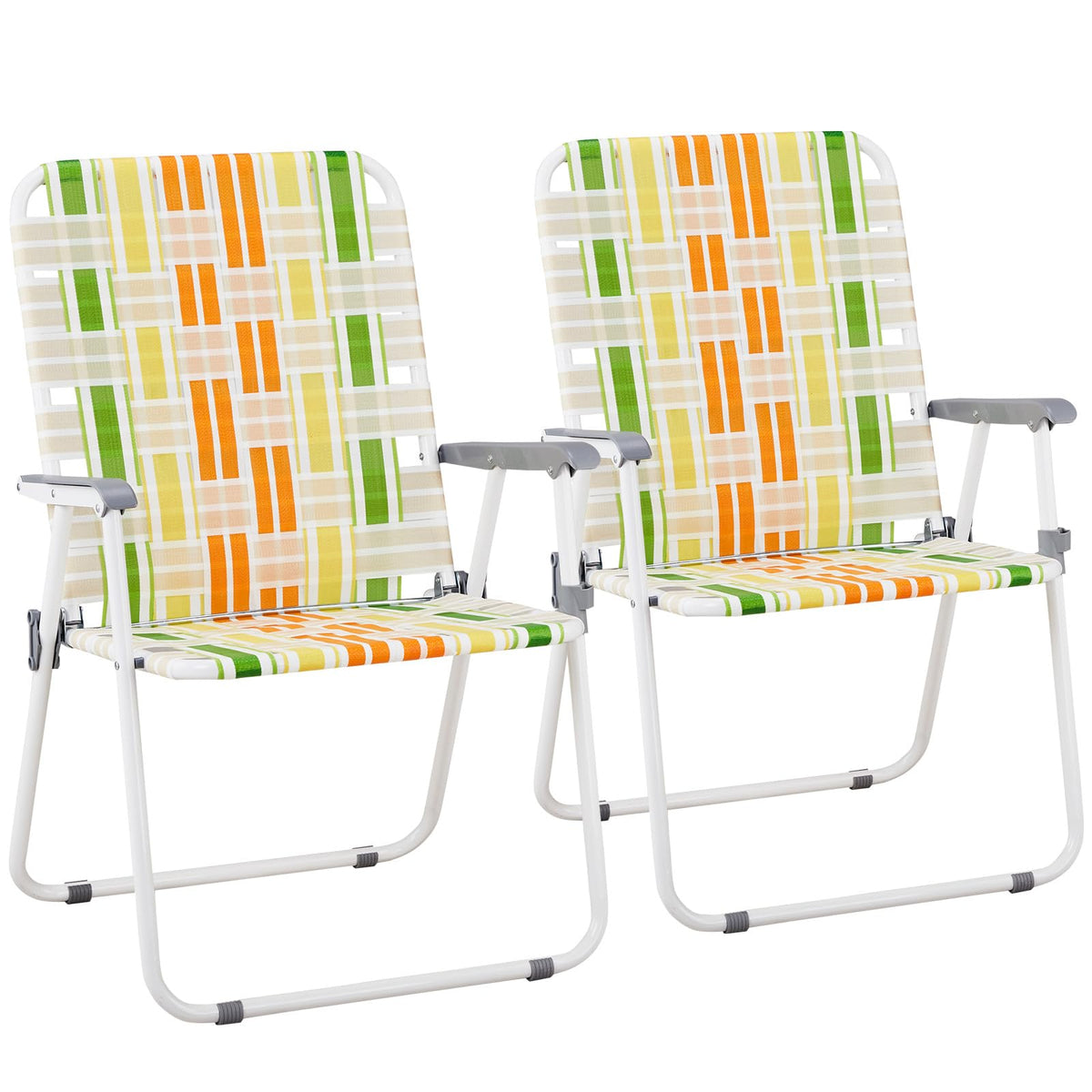 Set of 2 Yellow & Green Folding Patio Chairs K632