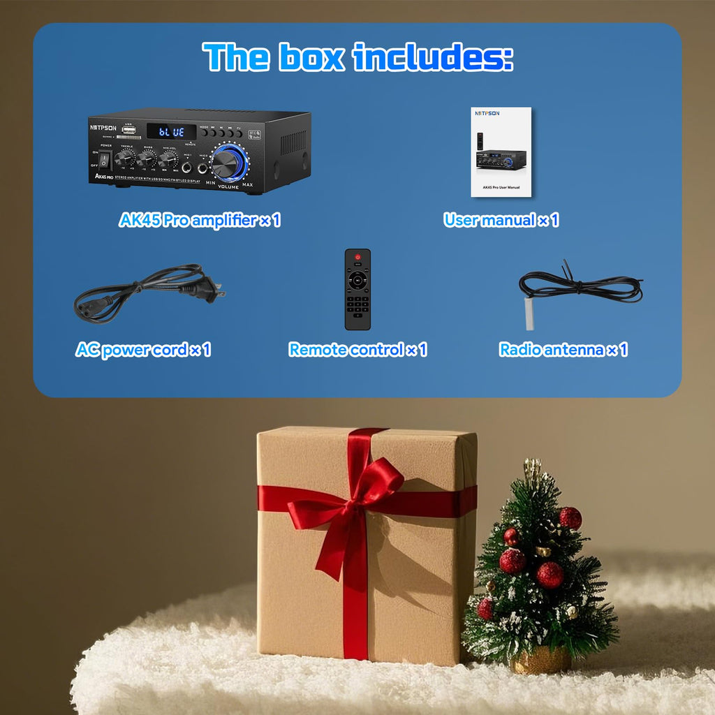 2CH 50W Bluetooth Stereo Receiver Amplifier with FM Radio T5175