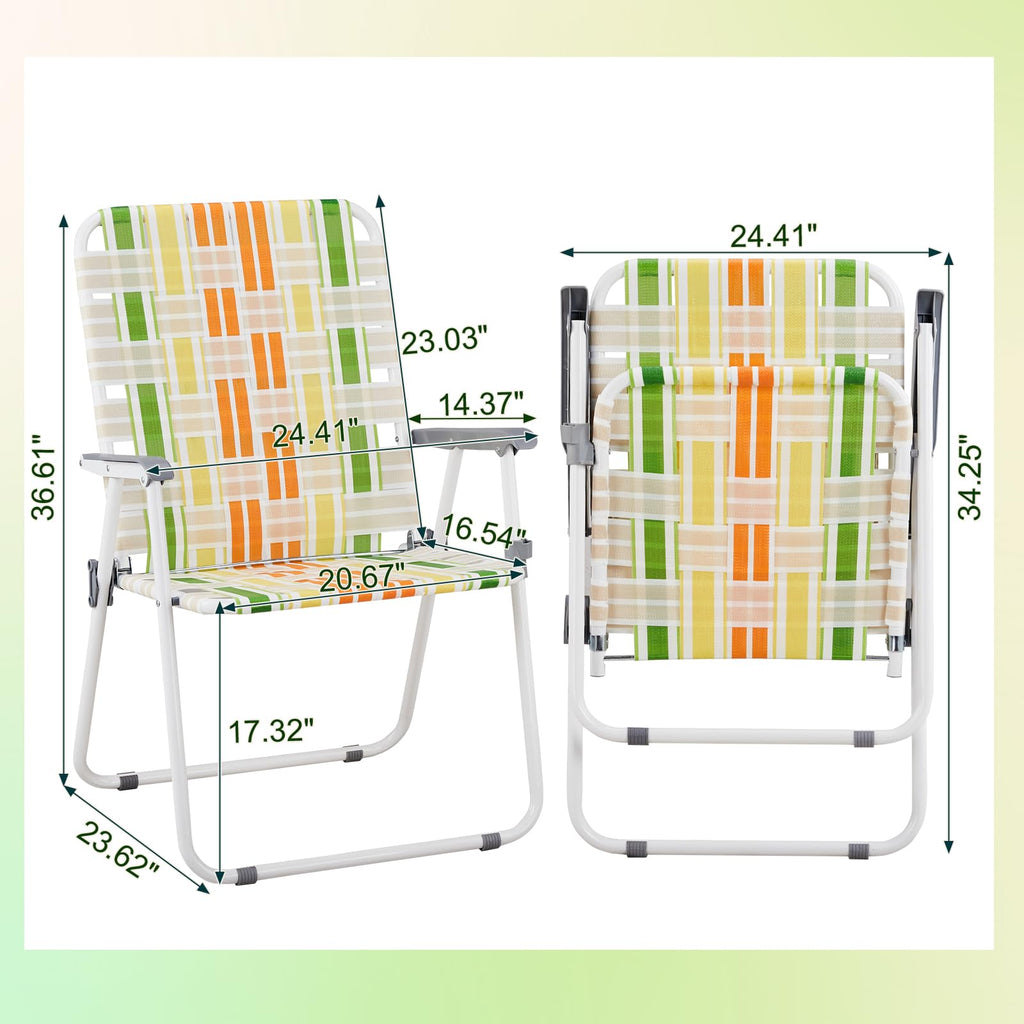 Set of 2 Yellow & Green Folding Patio Chairs K632