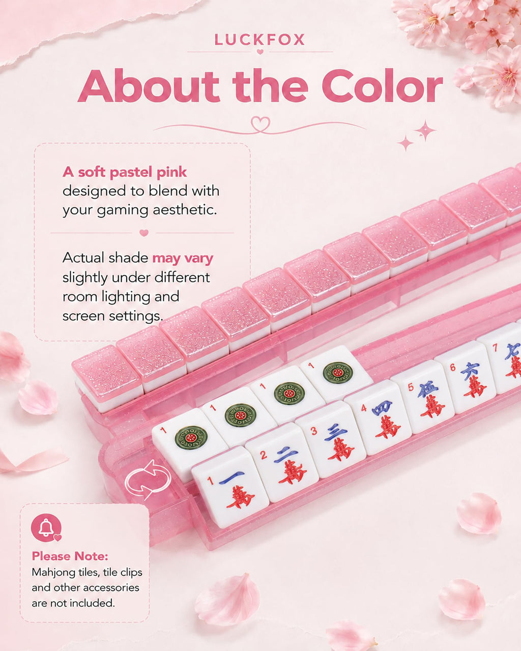 Pink Glitter Acrylic Mahjong Racks with Pushers Set of 4 I203