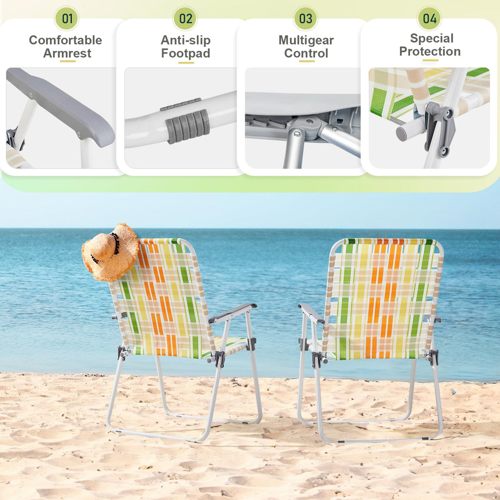 Set of 2 Yellow & Green Folding Patio Chairs K632