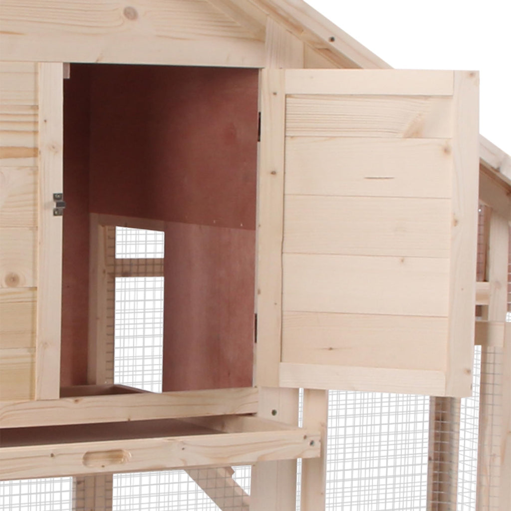 55" 2-Tier Wooden Rabbit Hutch with Ramp W966