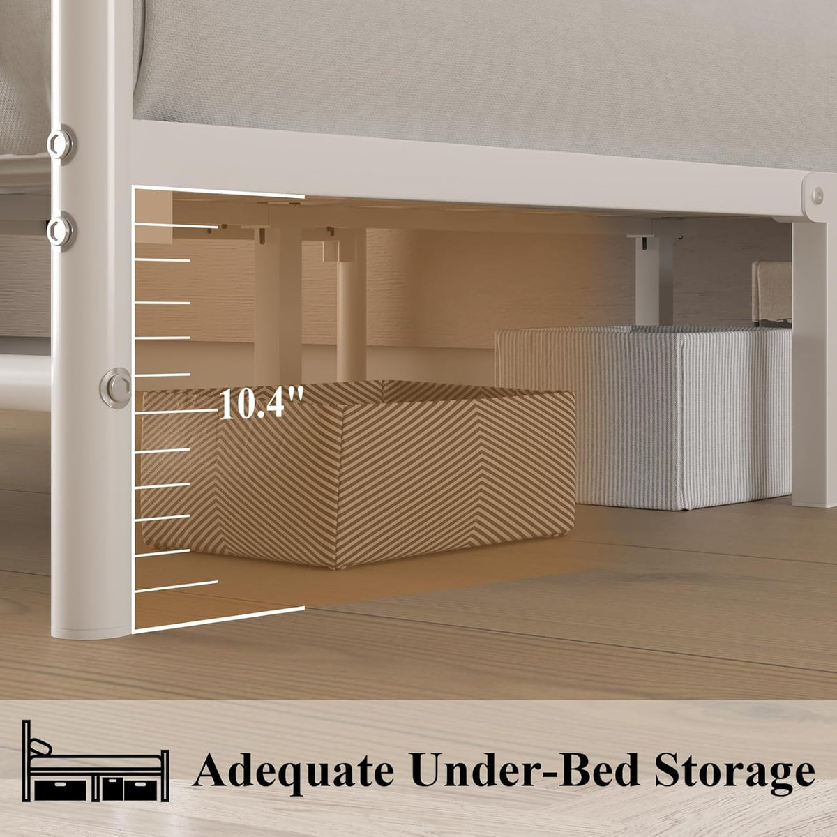 White Twin Metal Bed Frame with Headboard and Footboard V5316