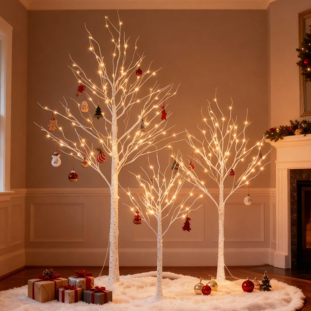 LED Birch Tree Light Set 4ft 6ft 8ft Warm White 3-Pack U392712