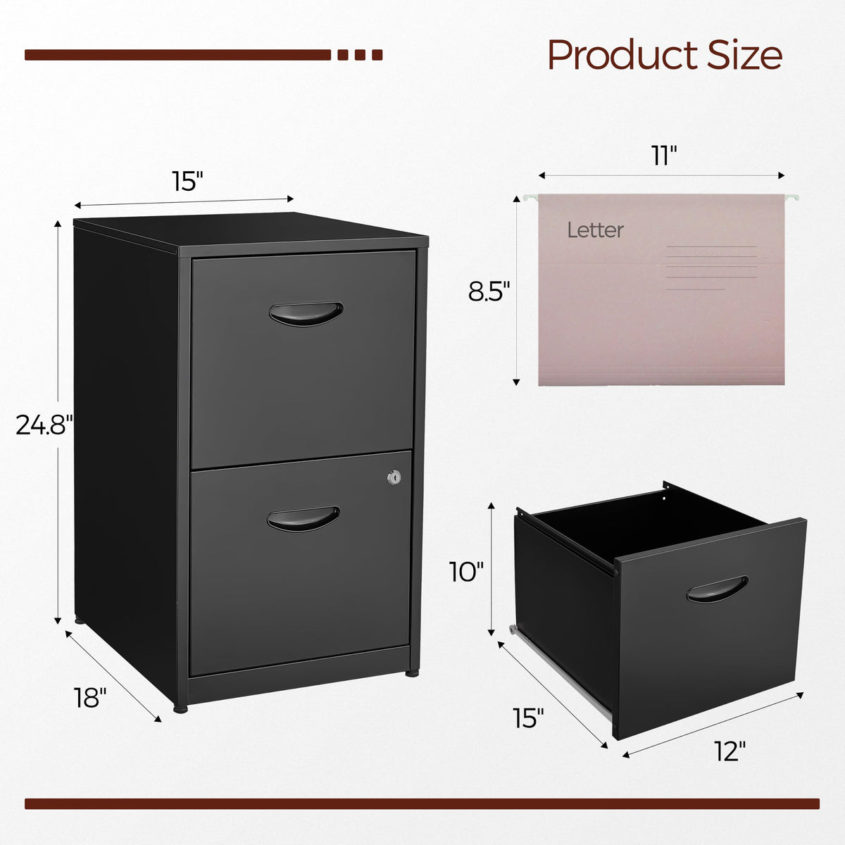 2 Drawer Metal File Cabinet with Lock K7867