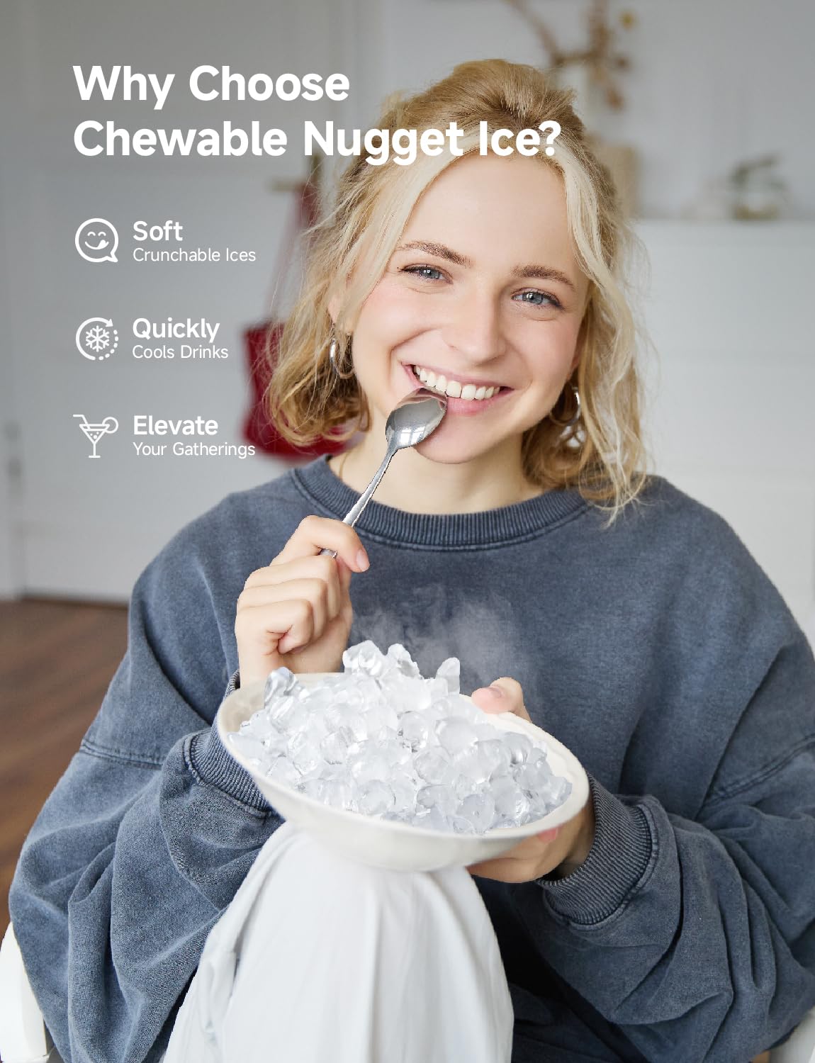 Nugget Ice Maker Countertop, 40lbs/24H, Black H4262