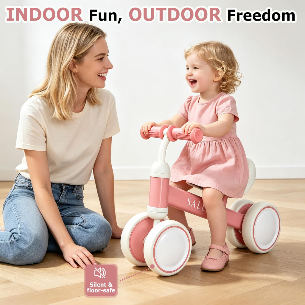 12-36 Month Baby Balance Bike with 4 Wheels & Soft Seat V943297