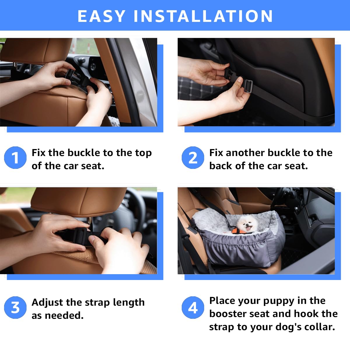 Washable Dog Car Seat with Storage Pockets U245